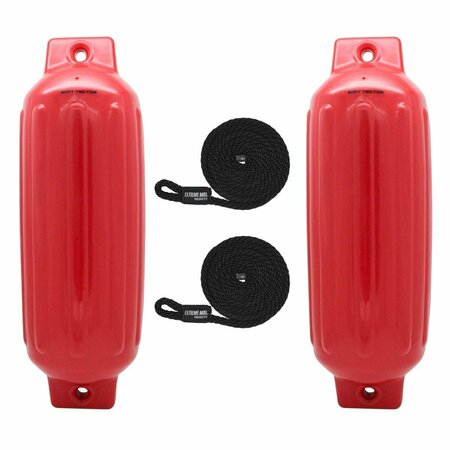 LASTPLAY 8.5 x 27 in. Boattector Fender Value Red, 2PK LA3654408